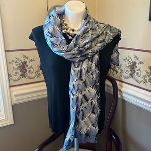 Eileen Fisher tie dye Japanese silk scarf, wrap in shades of blue